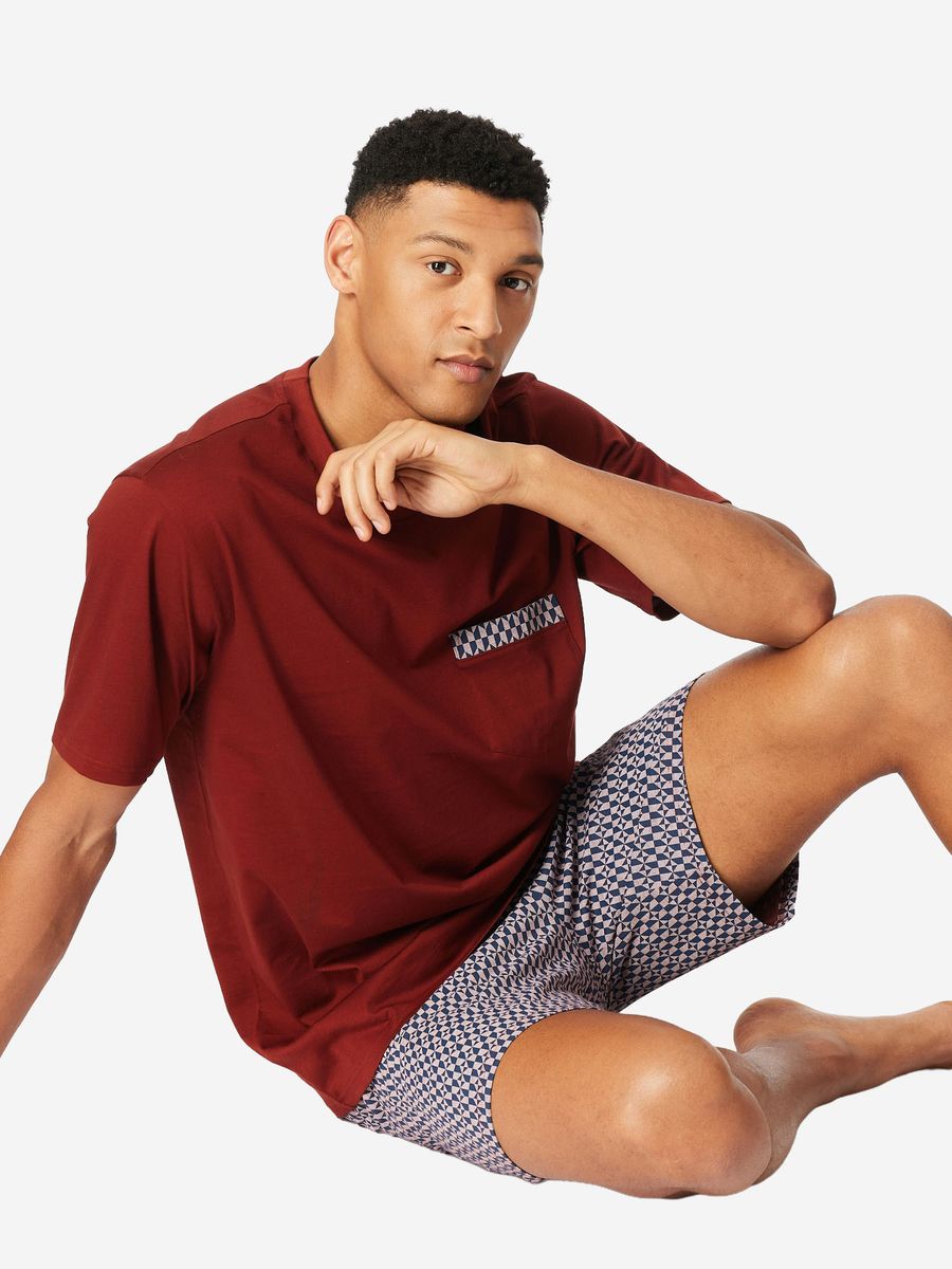 Kurzärmeliges Henley-Schlafanzug-Set