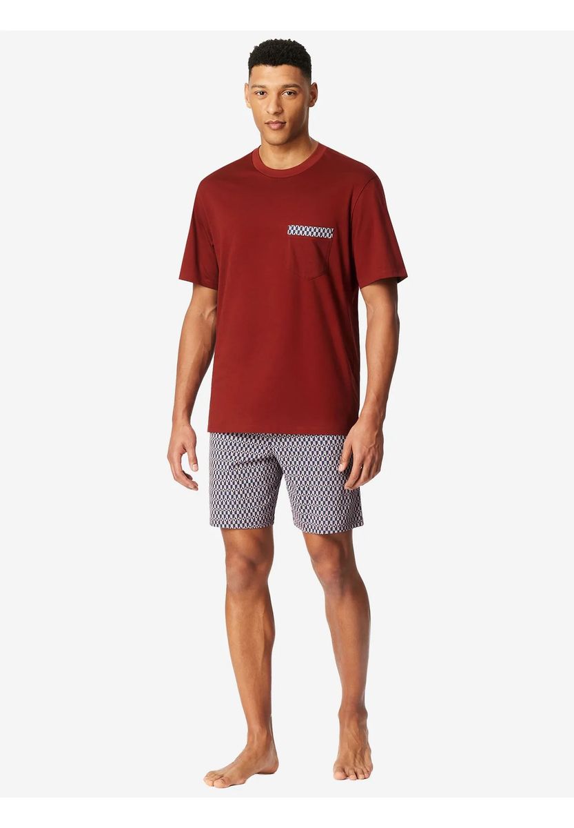 Kurzärmeliges Henley-Schlafanzug-Set