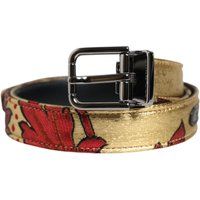 Goldfarbener Gürtel mit floralem Jacquardmuster