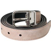 Dolce & Gabbana Beiger Wildleder Ledergürtel mit Silberner Schnalle für Männer