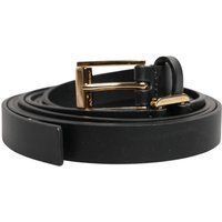 Dolce & Gabbana Schwarzer Leder-Gürtel mit doppeltem Riemen und goldener Schnalle