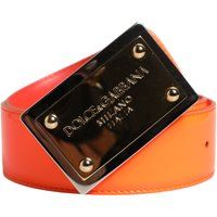 Dolce & Gabbana Orange Goldfarbene Metalllogo-Schnallen Gürtel