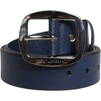 Dolce & Gabbana Blauer Kalbleder Gürtel mit klassischer Metall-Schnalle