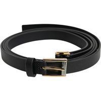 Dolce & Gabbana Schwarzer Klassischer Gürtel mit Goldfarbenem Metall-Logo-Schnalle