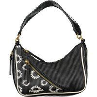 Schicke schwarze florale Schultertasche