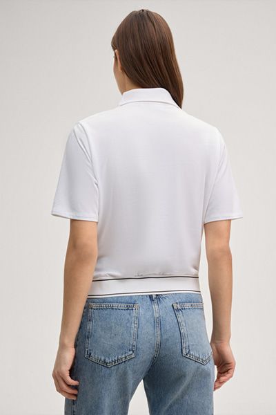 Joop! Jeans Talena Weißes Poloshirt mit Logo-Bund