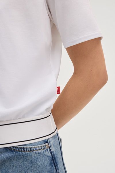 Joop! Jeans Talena Weißes Poloshirt mit Logo-Bund