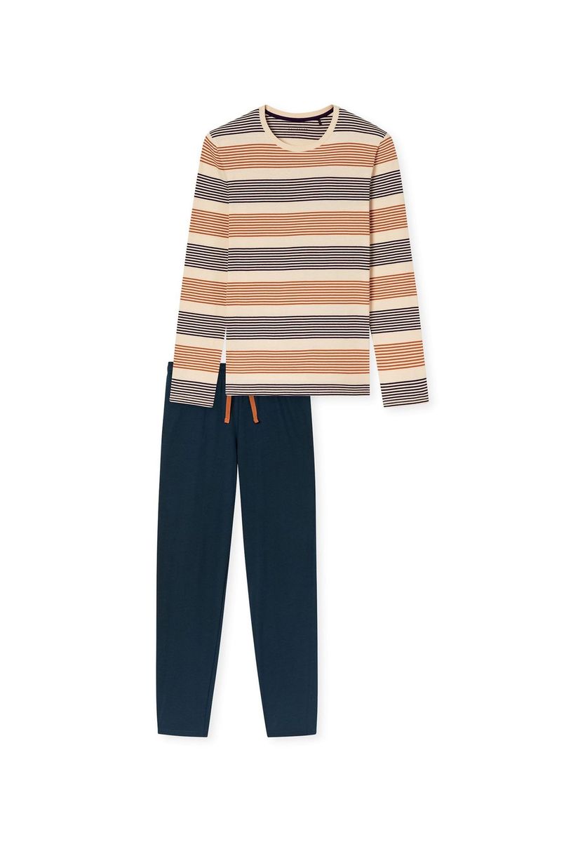 Herren Gestreiftes Langarm Schlafanzug Set