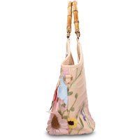 Blumenbestickte Tasche mit Bambusgriff