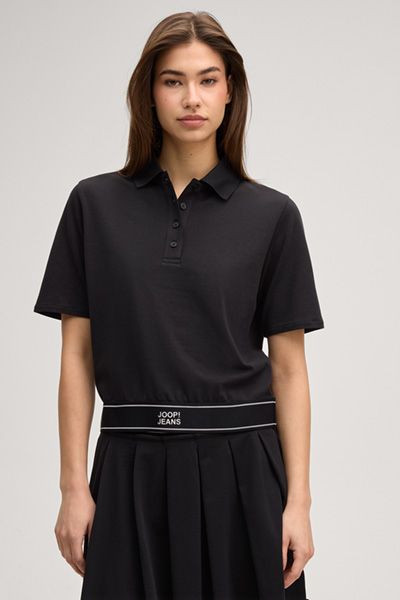 Joop! Jeans Schwarzes Poloshirt mit Logo-Bund