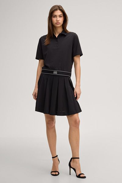 Joop Jeans Schwarzer Mini Plisseerock mit Logo-Bund