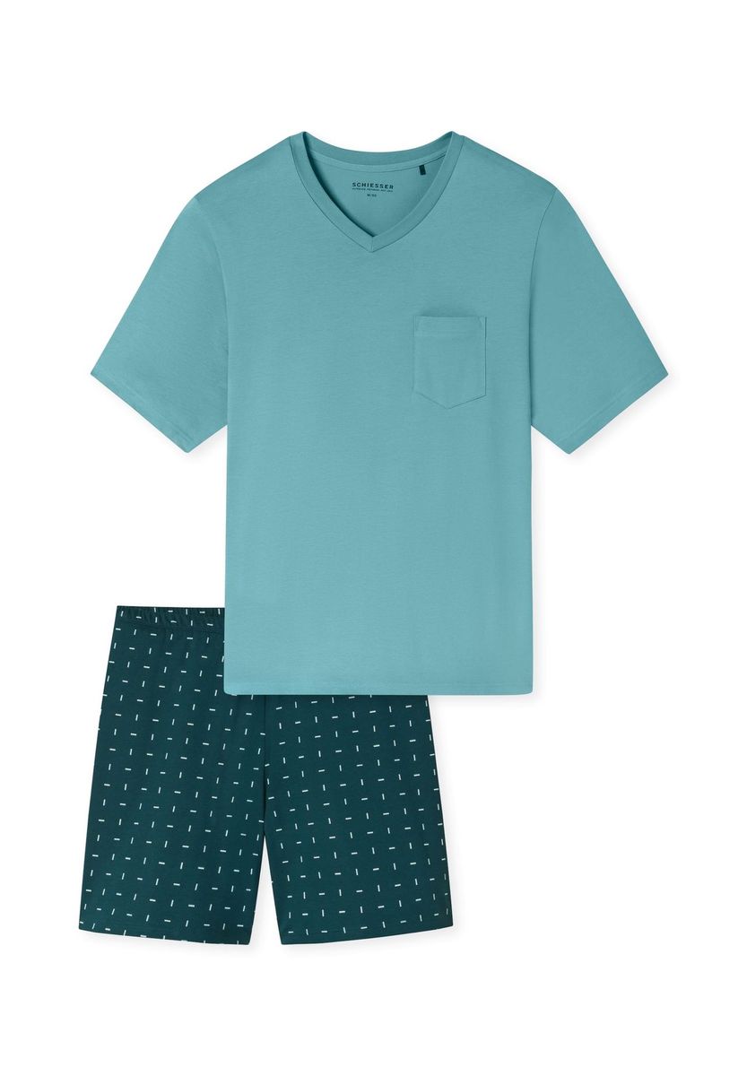 Herren Schlafanzug Set Kurz V-Ausschnitt