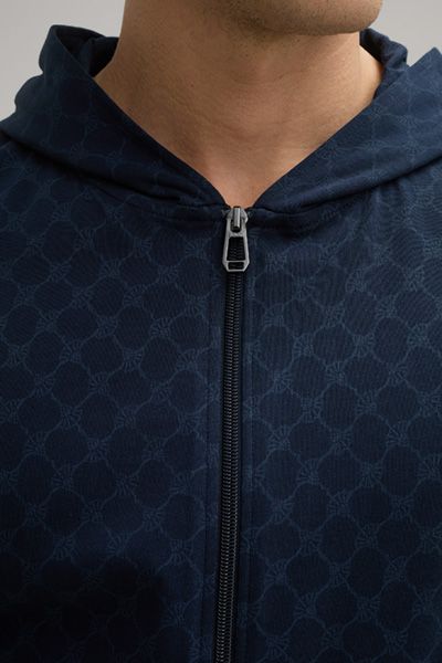 Joop! Marineblaue Kapuzenjacke mit Reißverschluss und Muster