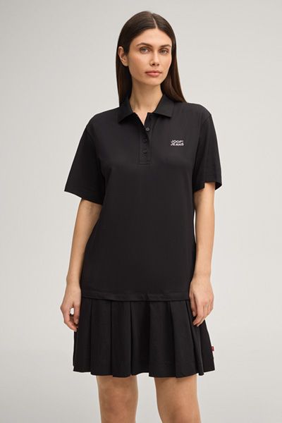Joop! Jeans Tadena Schwarzes Polokleid mit Plisseerock