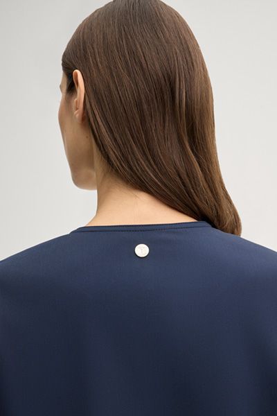 Marc Cain Blazer Juliana Marine Kragenlose Cropped Jacke Blouson-Stil