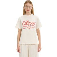Cremefarbenes Baumwoll-T-Shirt mit Grafikdruck