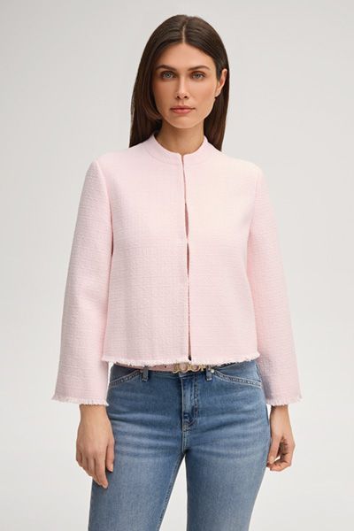 Marc Cain Bouclé Blazer Judit in Rosé mit Fransenbesatz