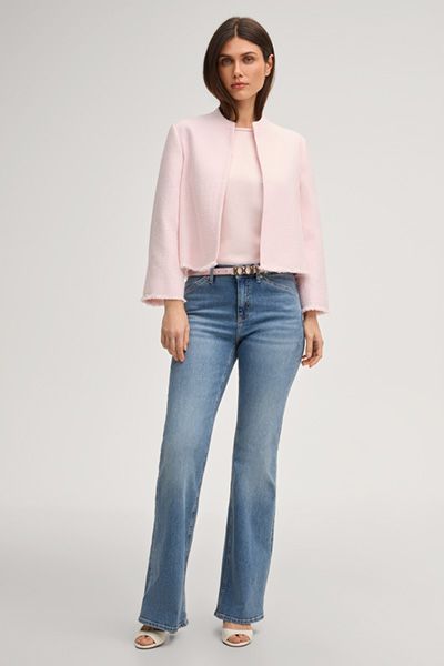 Marc Cain Bouclé Blazer Judit in Rosé mit Fransenbesatz