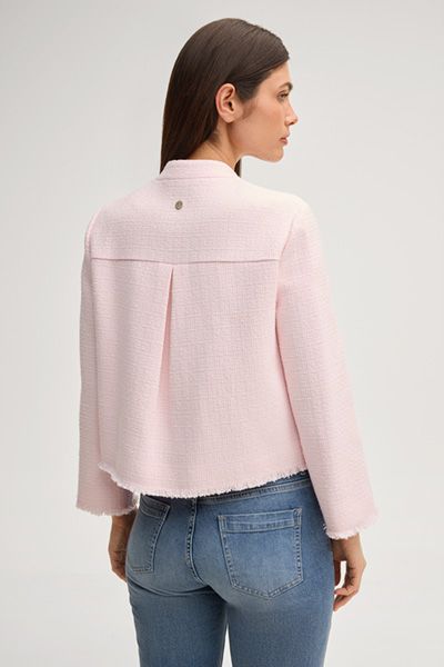 Marc Cain Bouclé Blazer Judit in Rosé mit Fransenbesatz