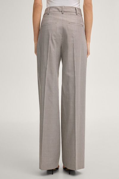 Marc Cain Paris Hose in Karo weiter Bein Bundfalte Taupe