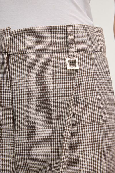 Marc Cain Paris Hose in Karo weiter Bein Bundfalte Taupe