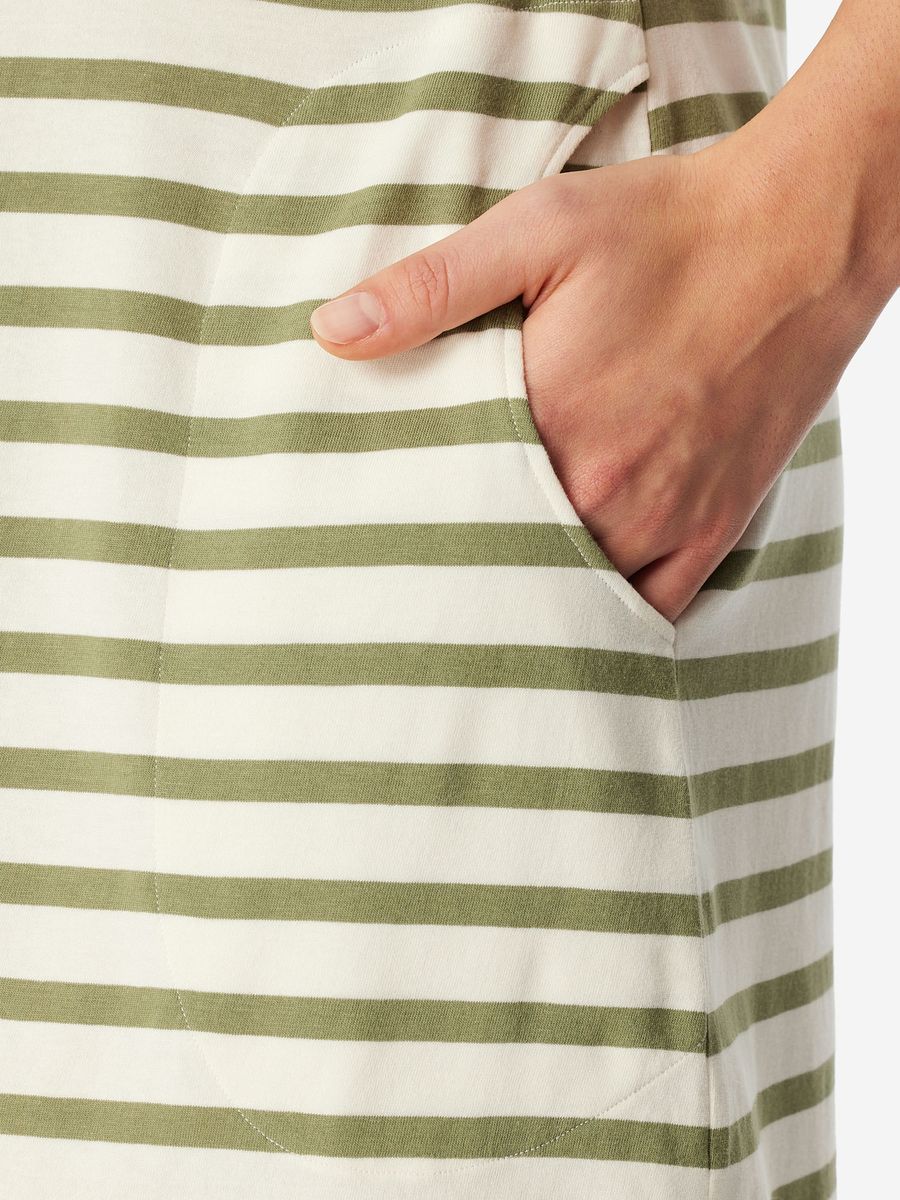 Gestreiftes Strick-Nachthemd mit Kontrastbesatz
