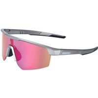 Sportliche Shield Sonnenbrille mit pinkfarbener Linse