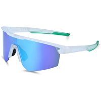Sportliche Sonnenbrille Weißer Rahmen Blaue Gläser