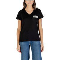 Damen V-Ausschnitt T-Shirt mit Tasche