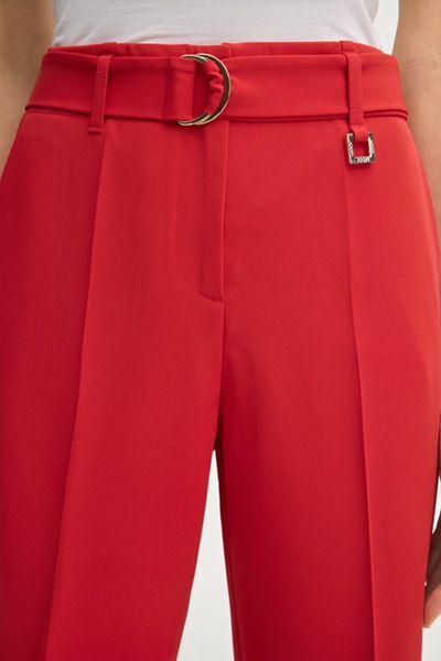 Moderne Rote Cropped Stoffhose mit Gürtel und Hoher Taille