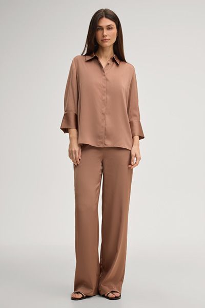 Joop! Philine Weite Satinhose High-Waist Hose in Taupe