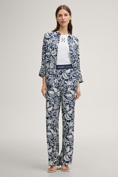 JOOP! Piara Damen Marineblaue & Weiße Loungehose mit Blumenmuster