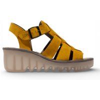 Gewebte Wildleder-Keilsandalette mit Knöchelriemen