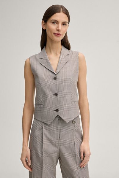 Marc Cain Weste Valentina in Creme/Braun Glencheckmuster