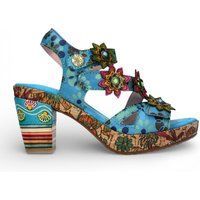 Florale Espadrille-Sandalen mit Lederabsatz