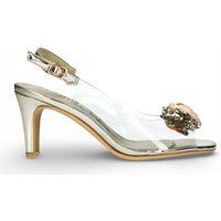 Transparente Slingback-Pumps mit Blumendetail