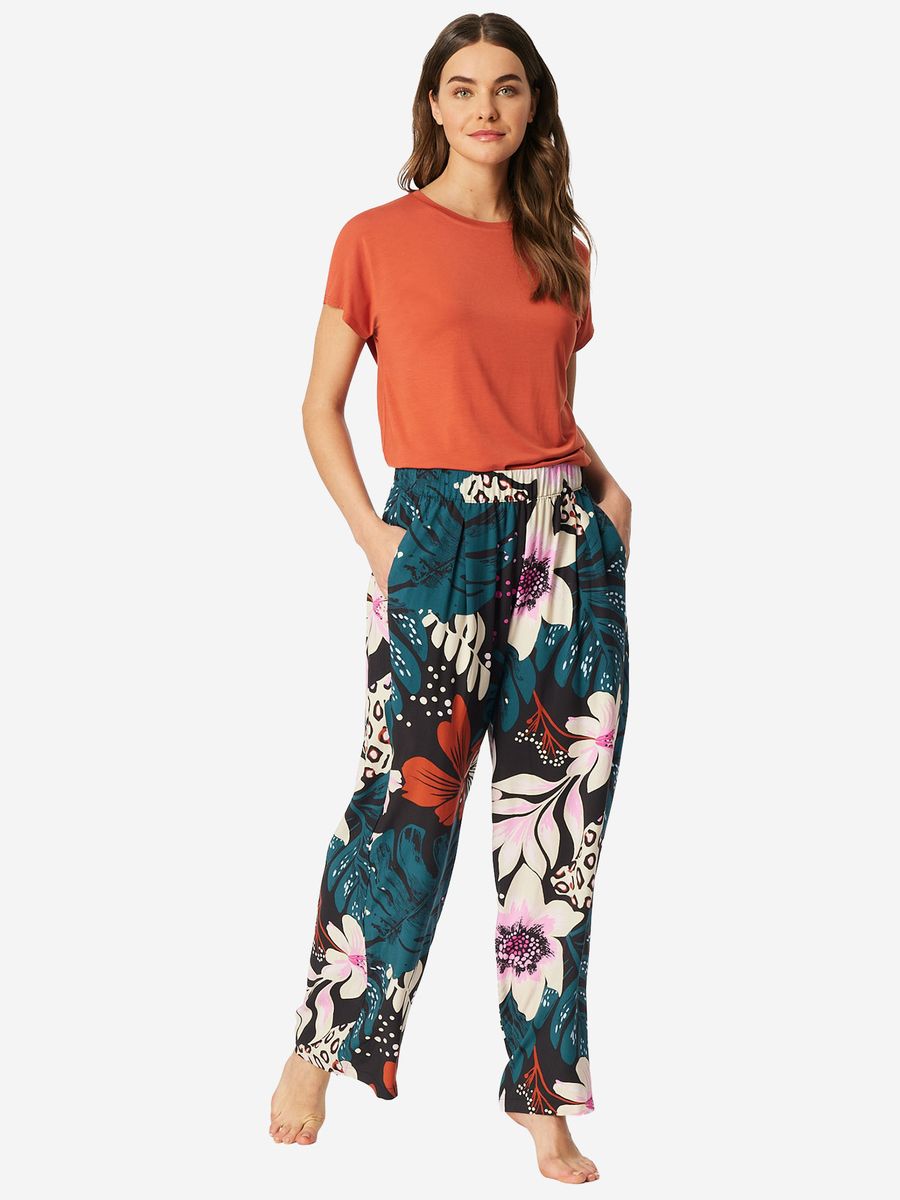 Locker geschnittene Loungewear-Hose mit Blumendruck