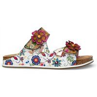 Florale Leder-Pantoletten mit Blumen