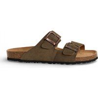Leder Doppel Schnalle Slide Sandale