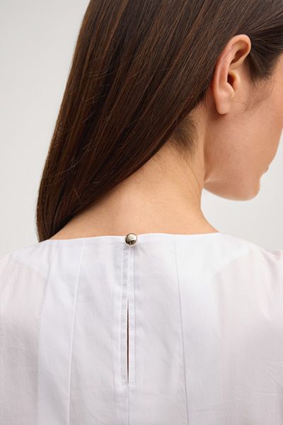 JOOP! Weißes ärmelloses Blusen-Top mit plissierten Details