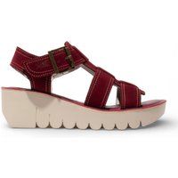 Plateau-Sandalen mit Keilabsatz in Beerenrot