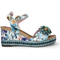 Floraler Keil-Espadrille-Sandal mit Knöchelriemen