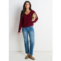 Übergroßer Strickpullover mit V-Ausschnitt