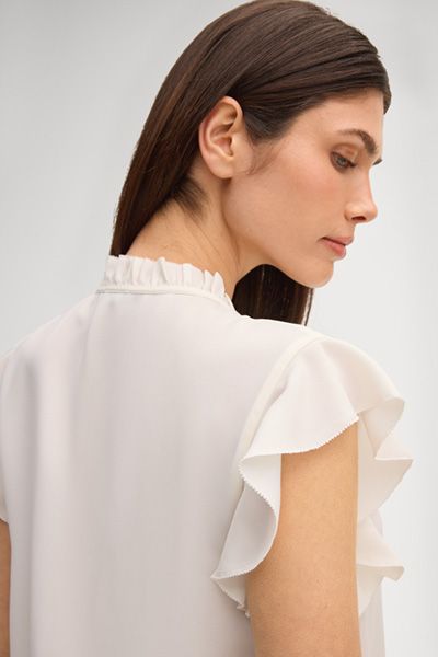 Someday Benita Off-White Rüschenärmel Bluse mit Bindekragen