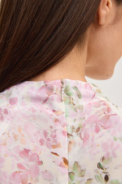 Bluse Brina Blumendruck Viskose Bluse Stehkragen Halber Ärmel