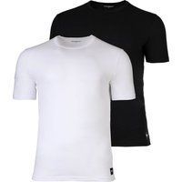 Essential einfarbiges Baumwoll-T-Shirt-Set mit Rundhalsausschnitt