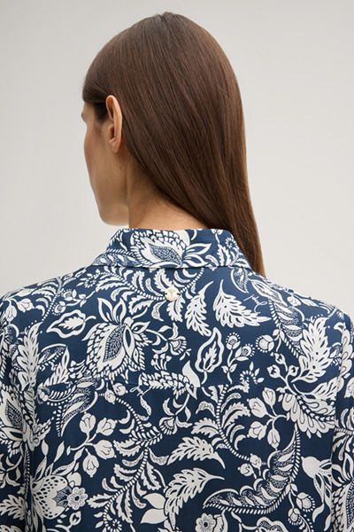 Joop! Marineblaue und weiße gemusterte Bärbel Viskosebluse mit 3/4-Ärmeln