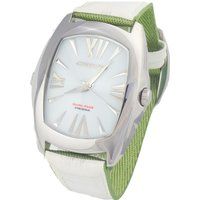 Chronotech Silberfarbene Uhr mit Grünem Armband