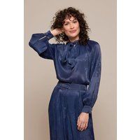 Elegante Jacquard Bluse mit Bindekragen