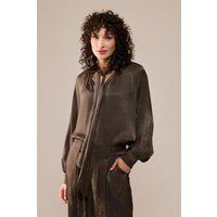 Elegante Jacquard-Bluse mit Halsband
